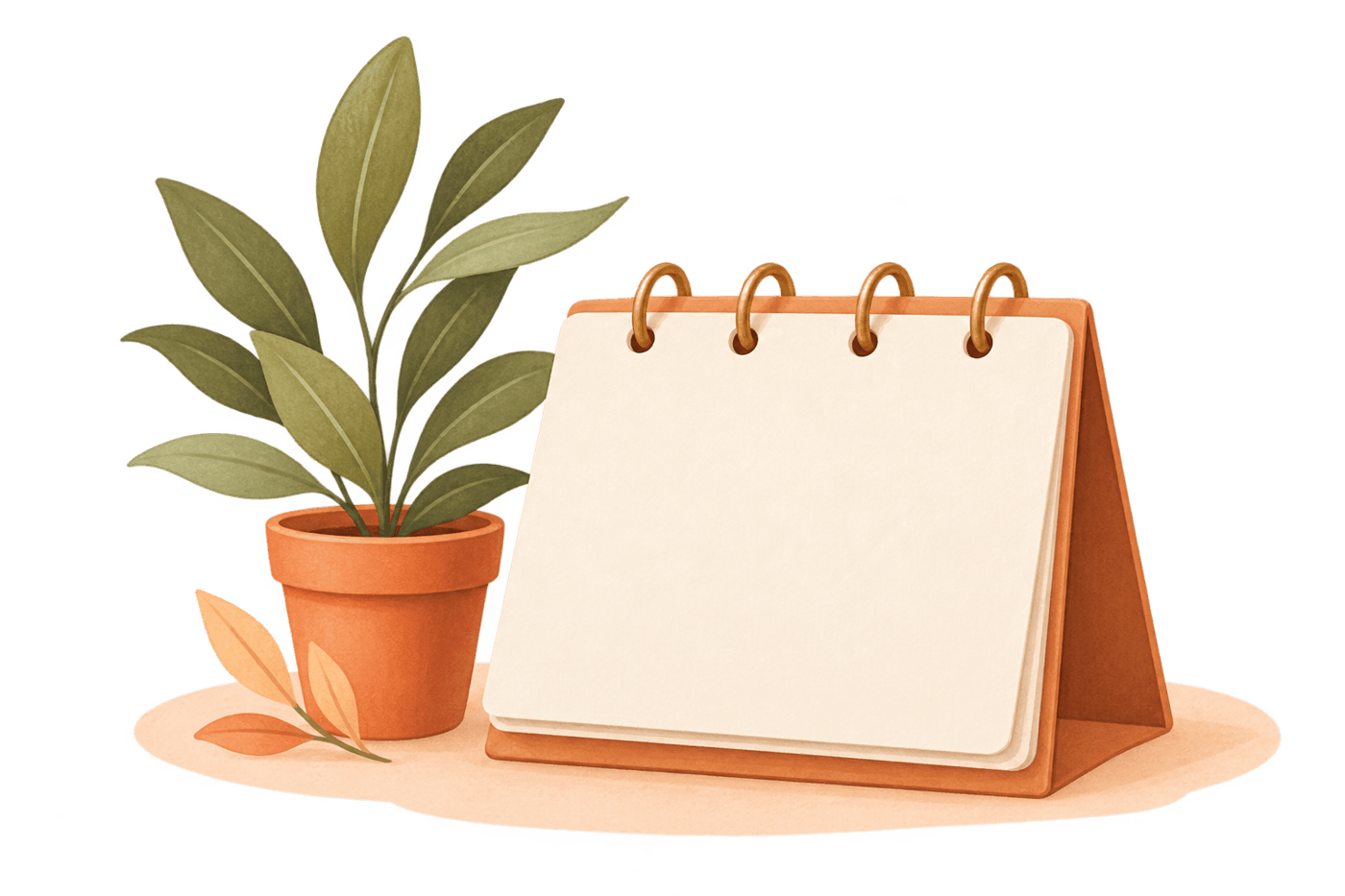 Calendar and plant illustration representing the start of a Mindwise journey